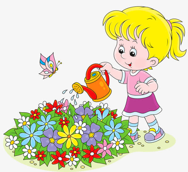 浇花的女孩免抠