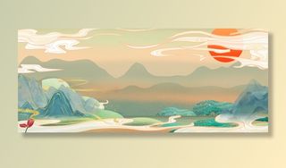 国潮风背景元素分层PSD文件高清复古中国风背景