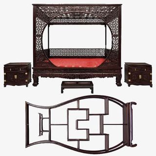 实木架子床免抠