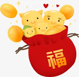 C4D福袋里的猪新年装饰免抠