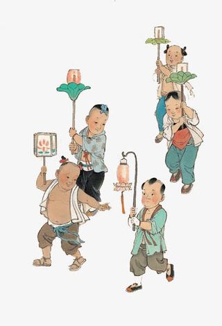 灯笼小孩免抠