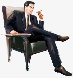 休息中的总裁大老板免抠标签元素