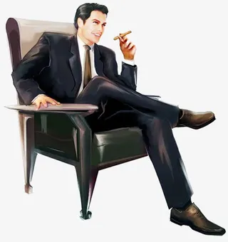 休息中的总裁大老板免抠标签元素