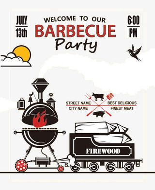 烧烤邀请函矢量元素免抠