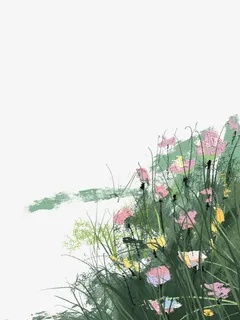 油画质感花丛免抠