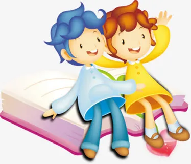 手绘春季可爱学生插图免抠