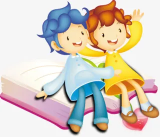 手绘春季可爱学生插图免抠