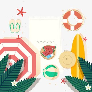 海滩度假俯视图矢量图免抠