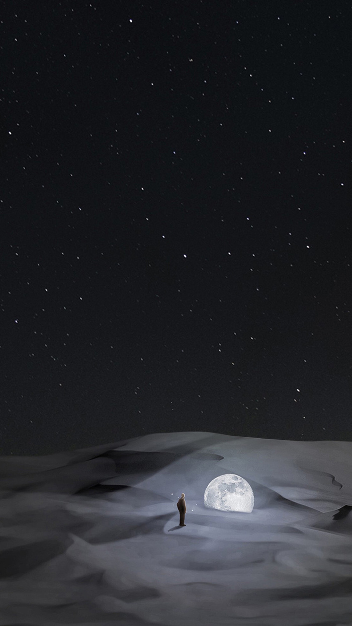 夜晚月亮星球手机端H5背景高清