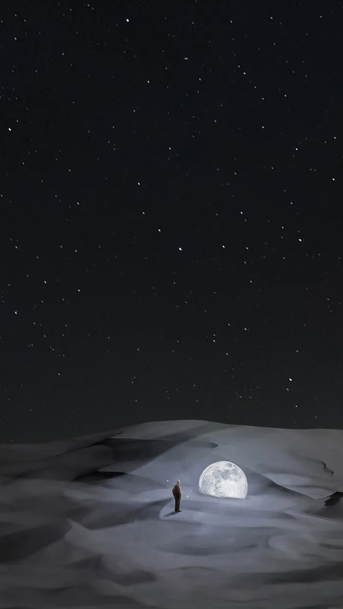 夜晚月亮星球手机端H5背景高清