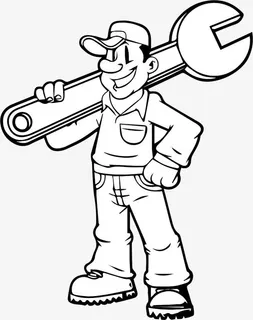 开心的汽修工免抠