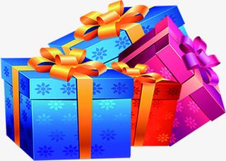 扁平风格质感造型蓝色紫色红色礼盒包装免抠