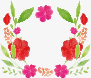 五彩水彩植物边框免抠