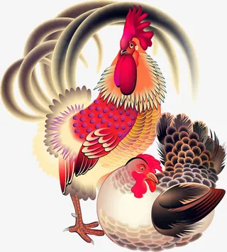 矢量手绘公鸡免抠
