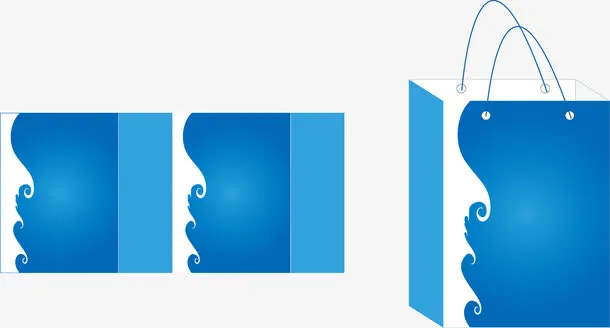 手提袋和展开图免抠