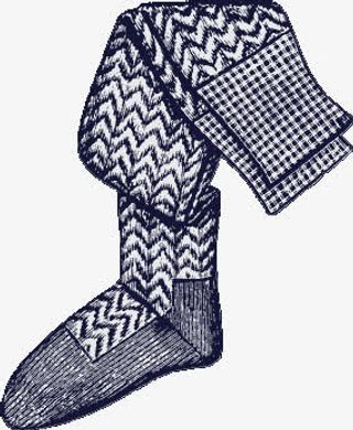 手绘棉裤复古风格免抠