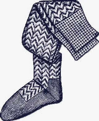 手绘棉裤复古风格免抠