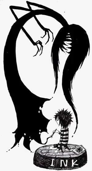 手绘糖果屋男孩插画免抠