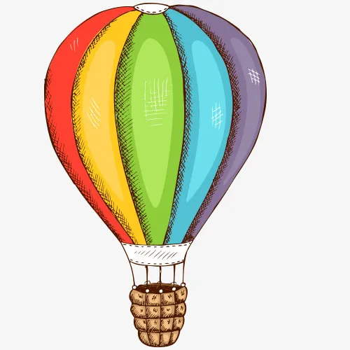 热气球 卡通  插画 素材免抠