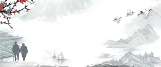 99重阳节文艺复古景色banner高清