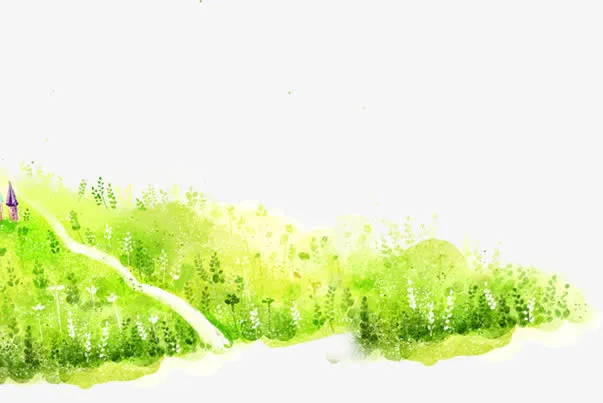 绿色梦幻草地户外免抠
