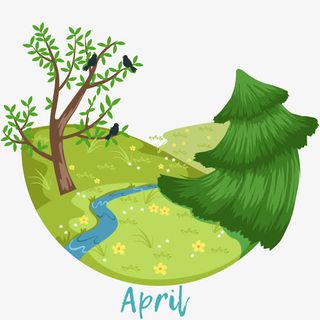 四月风景矢量插画素材免抠