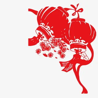 大红灯笼剪纸简图免抠