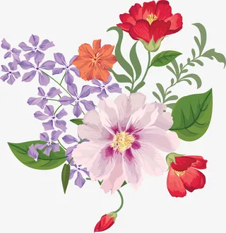 手绘盛开的花朵免抠