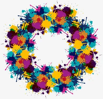 彩色泼墨涂鸦边框免抠