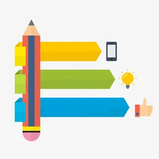 铅笔形多边形PPT装饰免抠