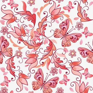 矢量彩色蝴蝶植物背景