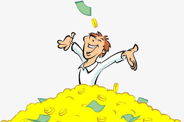 坐在钱堆上的人免抠