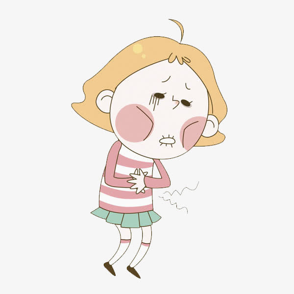 卡通胃痛女生免抠图免抠