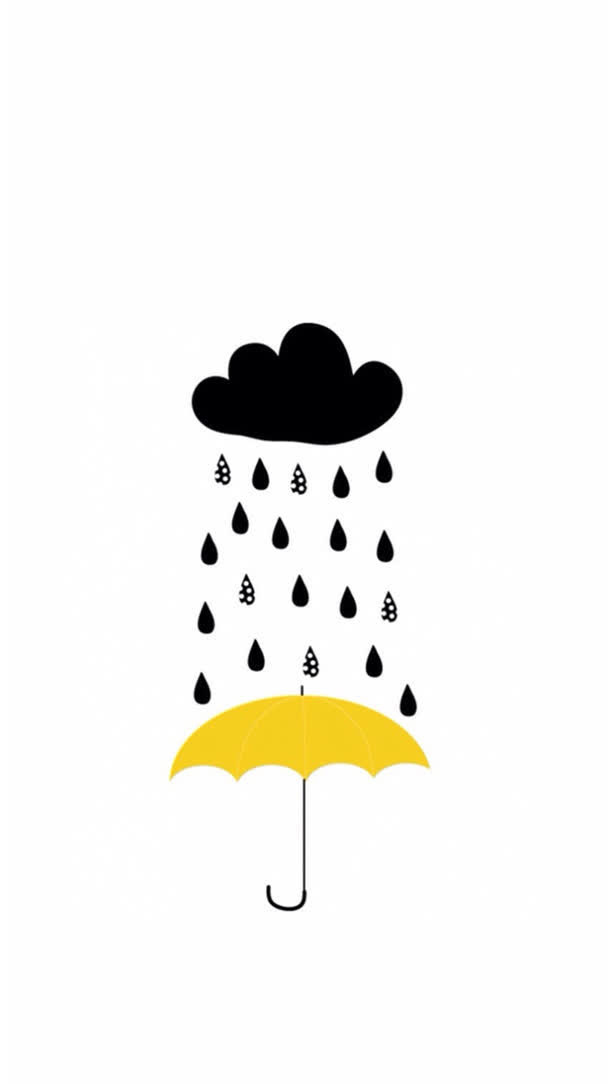 黑色卡通云彩雨滴免抠