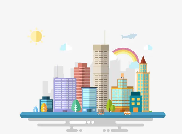 卡通手绘城市建筑免抠