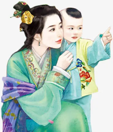 彩绘立绘古装母女免抠