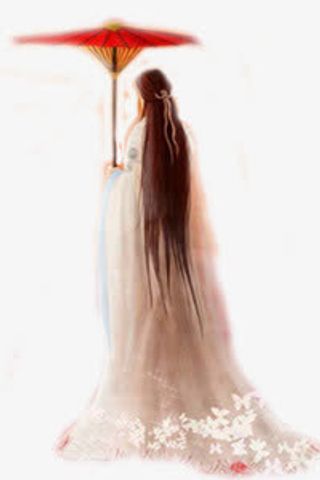 红衣女子红伞立绘古风免抠