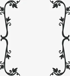 黑色手绘花枝大括号免抠