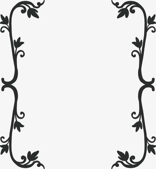 黑色手绘花枝大括号免抠