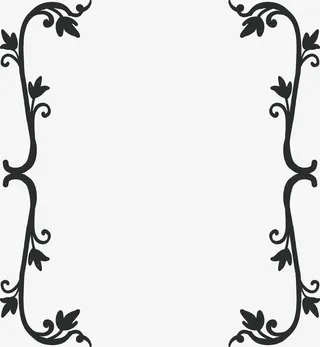 黑色手绘花枝大括号免抠