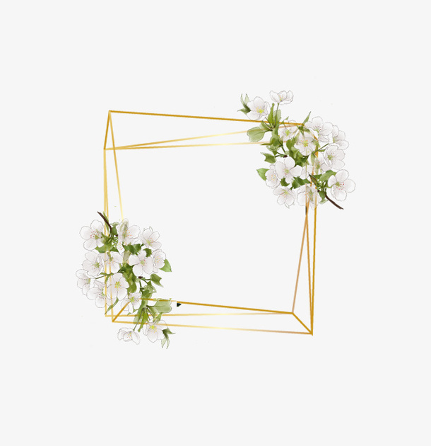 梨花装饰金属边框免抠