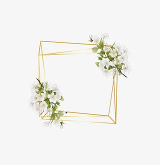 梨花装饰金属边框免抠