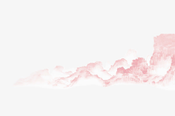 粉色水墨山水画免抠