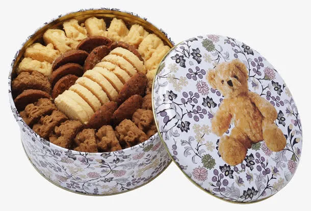 小熊图案曲奇包装盒免抠