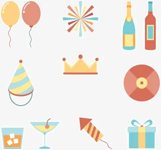 粉色系复古派对素材免抠