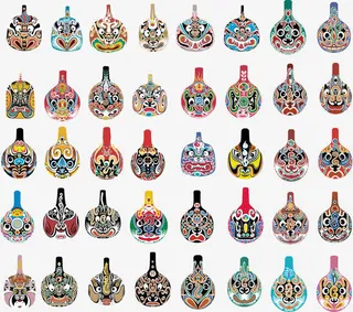 民间艺术彩绘马勺脸谱集锦免抠