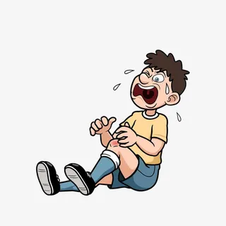 卡通摔倒磕到膝盖疼得冒汗的男孩免抠