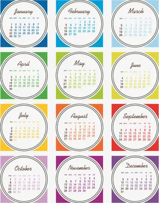 新年多彩几何日历免抠