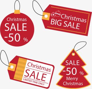 红色圣诞节打折标签免抠