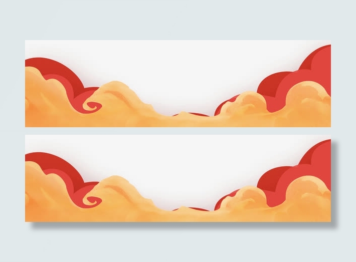 手绘扁平红色的祥云形状免抠